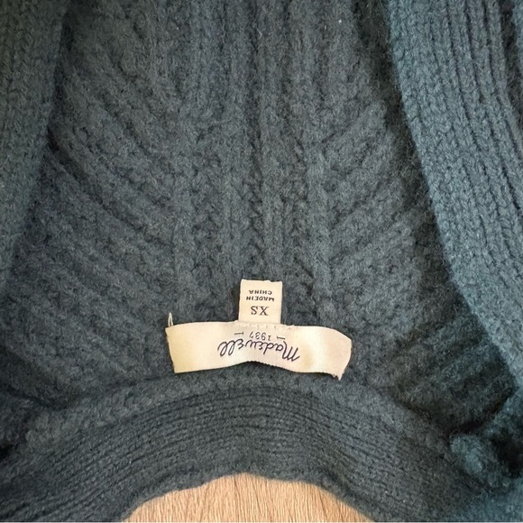 Women’s Madewell Merino Wool Sweater Cardigan Teal Zipper Academia Preppy XS - Picture 7 of 8